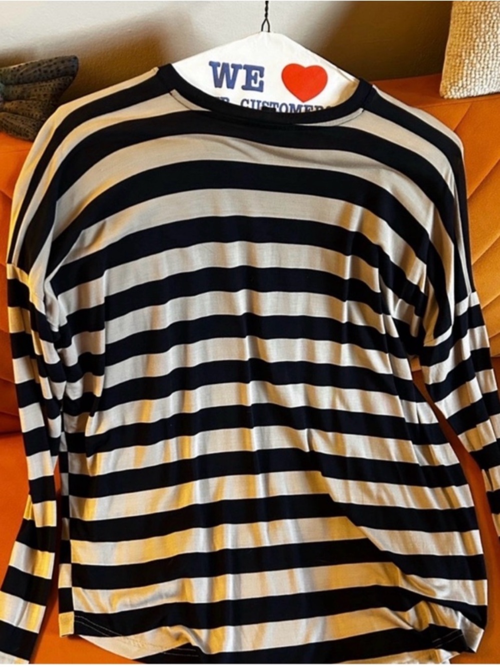 COS Black and White Striped Long Sleeve Top in XS